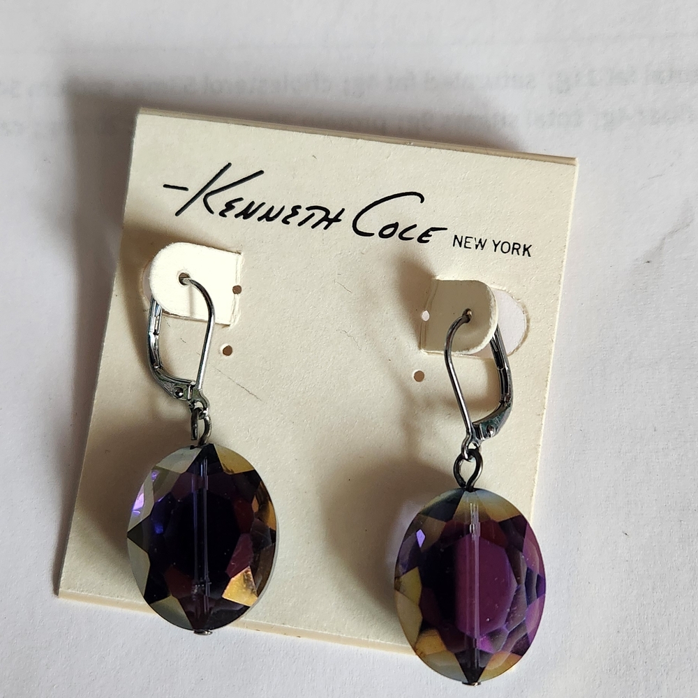 Kenneth Cole New York Amethyst and Gold Earrings